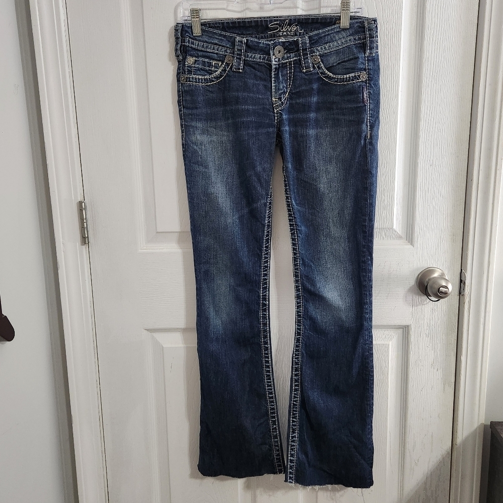 Vintage silver denim jeans pioneer bootcut size 9 90s y2k grunge